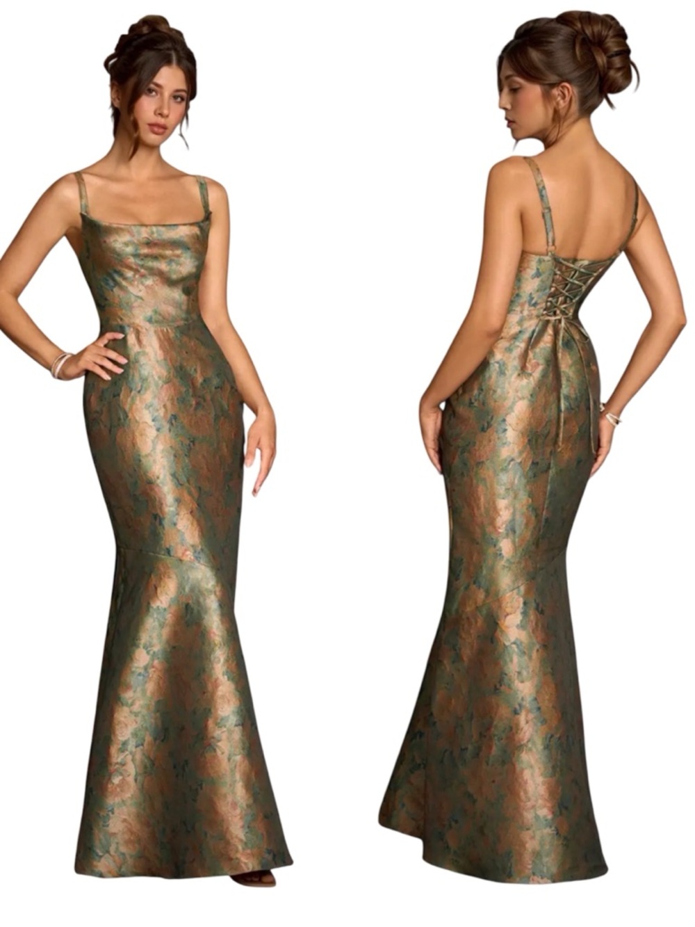Azazie Atelier Calantha Brocade Maxi Dress NEW